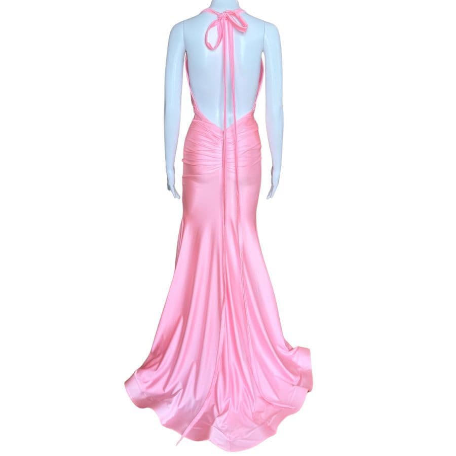 Jessica Angel 2348 Plunging Neckline High Leg Slit Gown Bubblegum Pink NWT - Image 2