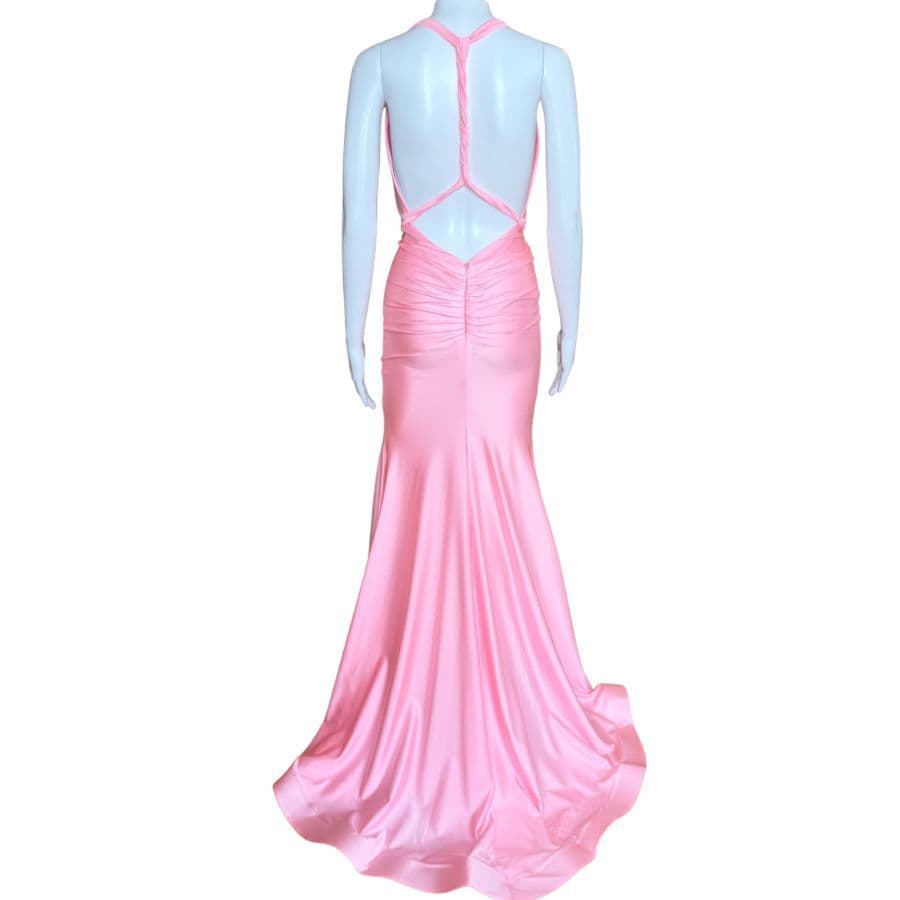 Jessica Angel 2348 Plunging Neckline High Leg Slit Gown Bubblegum Pink NWT - Image 4