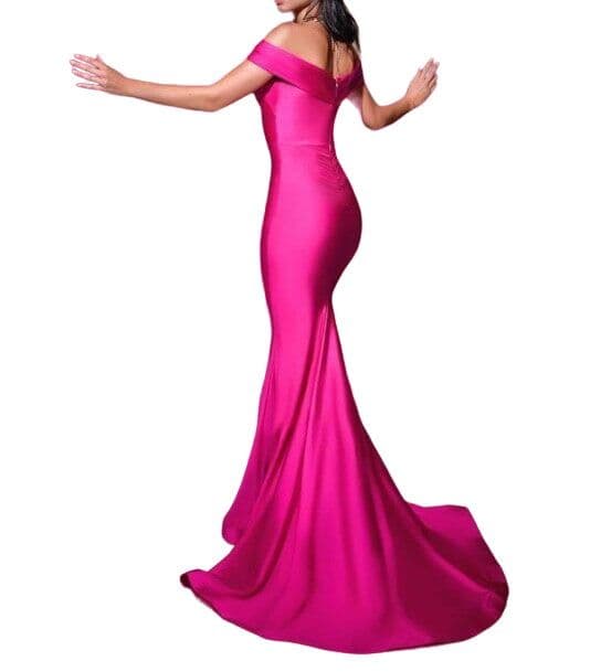Jessica Angel Off The Shoulder Mermaid Gown 538 Fuchsia Pink NWT - Image 2