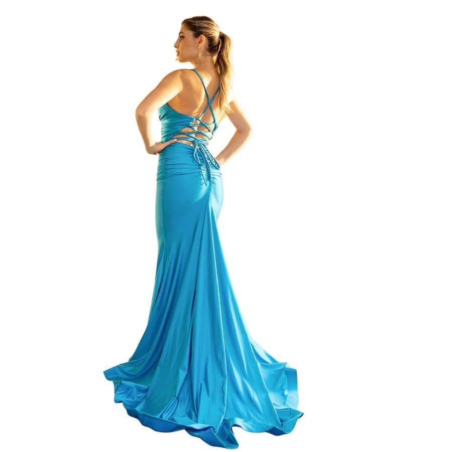 Jessica Angel 2382 Lace Up Gown Turquoise Blue NWT - Image 1