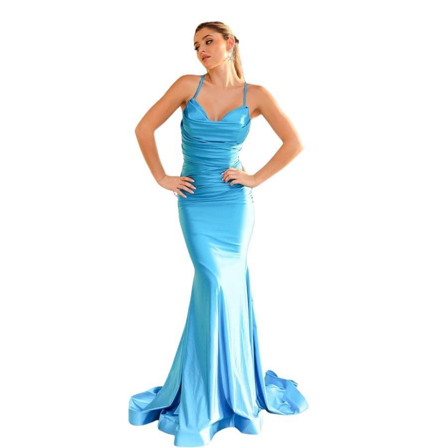 Jessica Angel 2382 Lace Up Gown Turquoise Blue NWT - Image 2