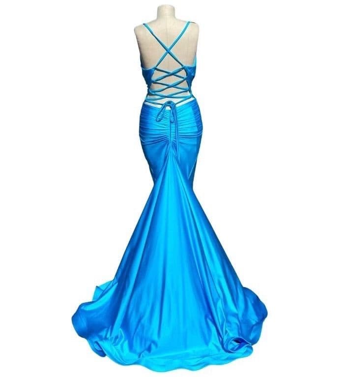 Jessica Angel 2382 Lace Up Gown Turquoise Blue NWT - Image 4