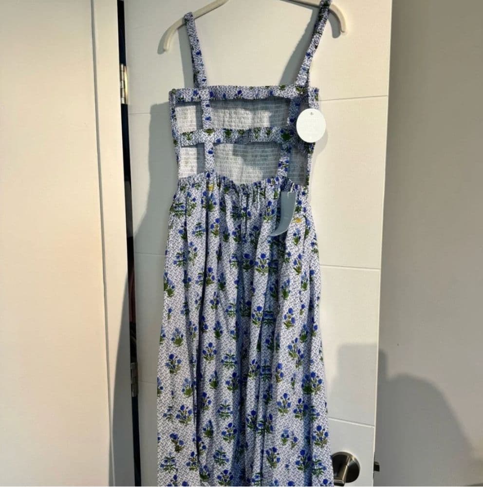 Light Blue Floral Smocked Midi Dress - Image 2