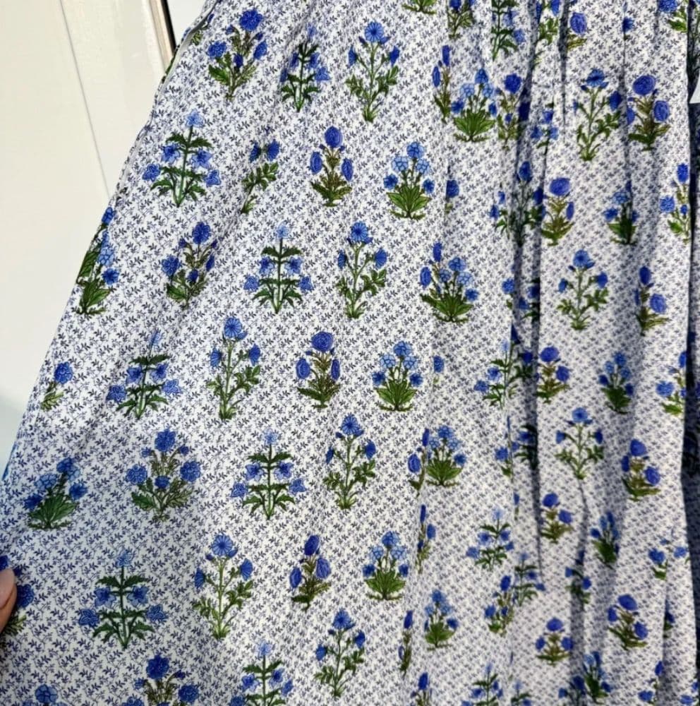 Light Blue Floral Smocked Midi Dress - Image 3