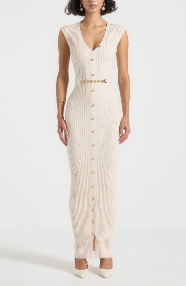 Helene Knitted Midaxi Dress with Belt - Image 1
