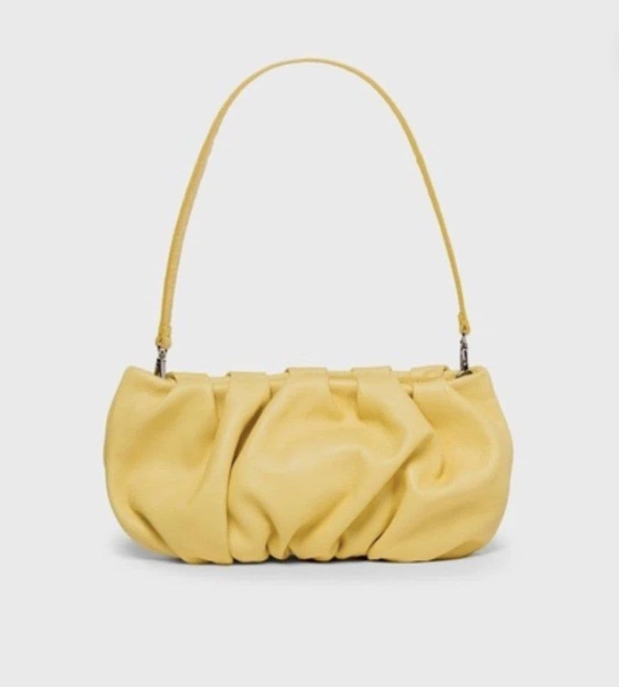 Staud Leather Bean Ruched Shoulder Bag In Yellow - Image 5