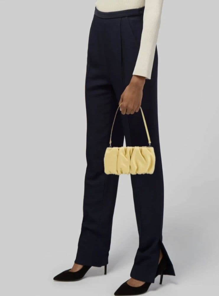 Staud Leather Bean Ruched Shoulder Bag In Yellow - Image 2