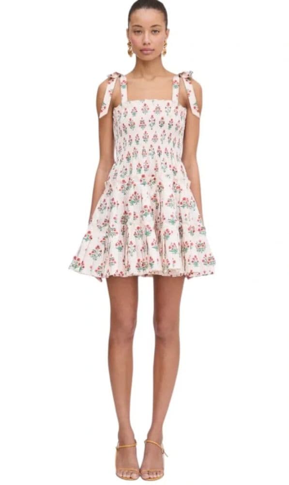 The Ribbon Charlotte Nap Dress - Poppy Block Print - Image 1