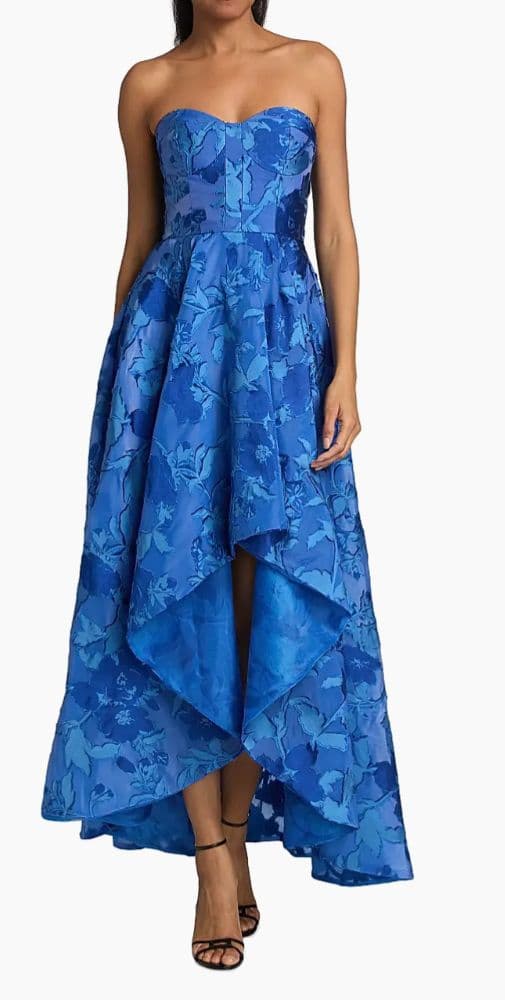 Blue high low long formal dress - Image 1