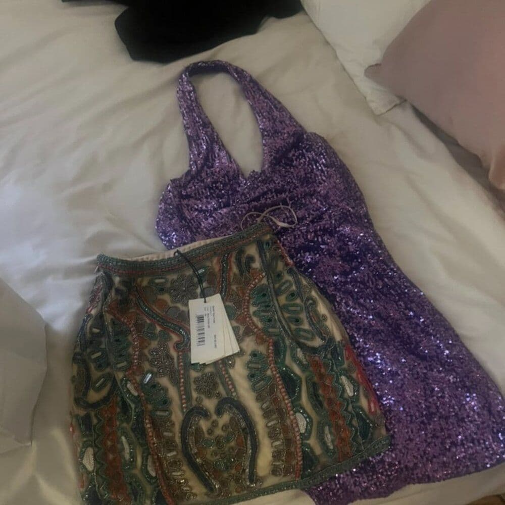 NOOKIE Sensation Plunge Sequin Purple Mini dress - Image 3