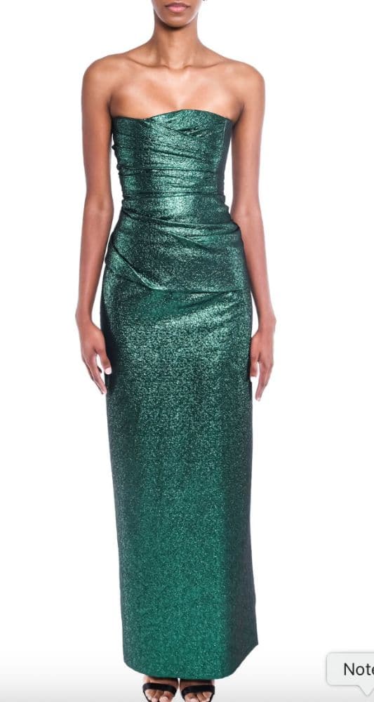 Dsquared² Strapless Metallic Green Dress - Image 4