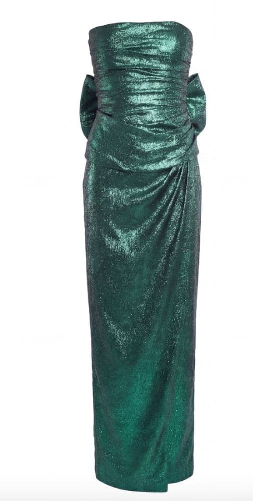Dsquared² Strapless Metallic Green Dress - Image 3