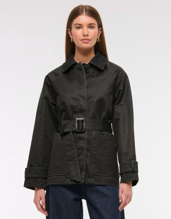 Abercrombie Black Waxed Belted Utility Jacket - Image 1