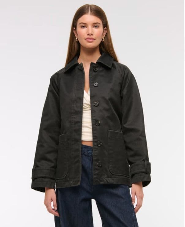 Abercrombie Black Waxed Belted Utility Jacket - Image 2