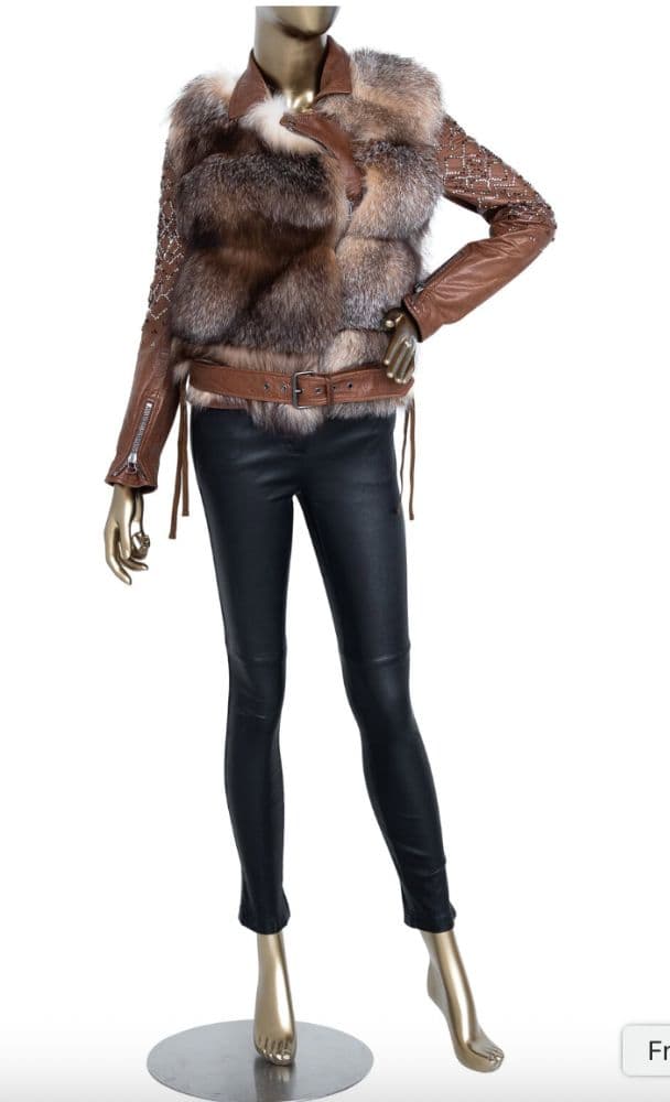 Phillip Lim Embellished Fur Leather Jacket - Image 4