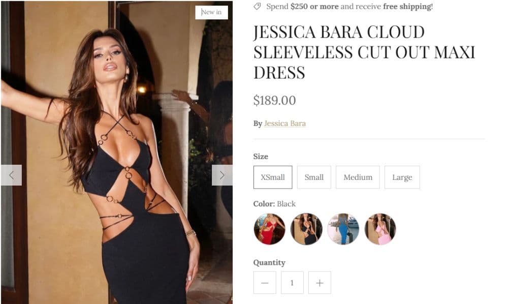 Black Midi Dress with Gold Ring Cutouts - Image 3