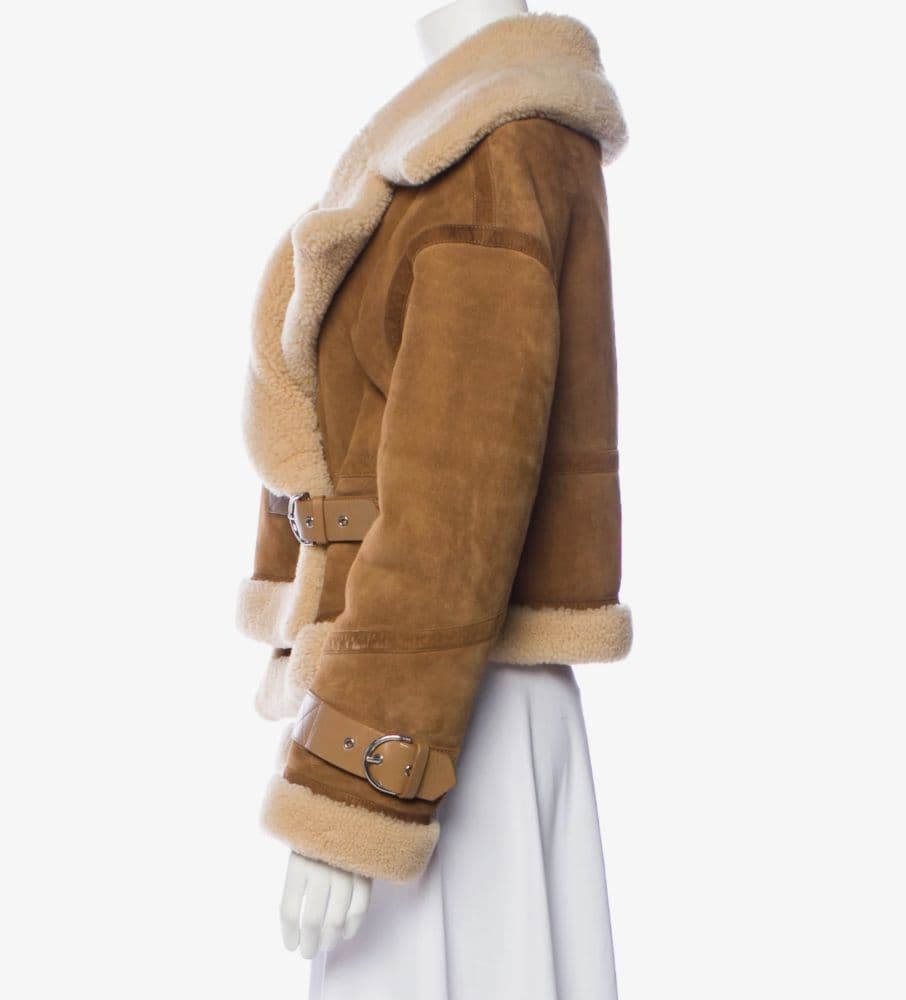 Shoreditch Ski Club Suede Shearling Winter Coat Jacket - Image 5