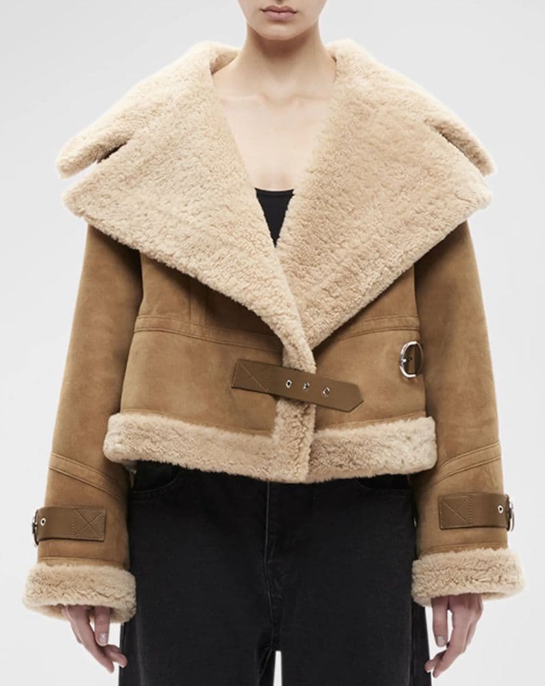 Shoreditch Ski Club Suede Shearling Winter Coat Jacket - Image 4