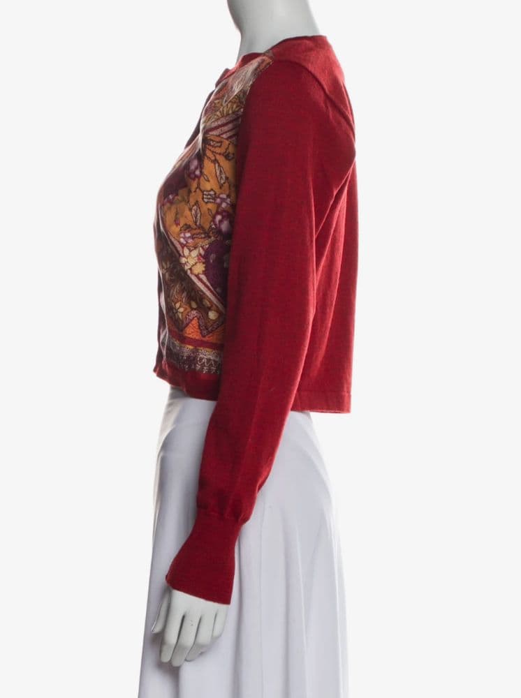 Etro  Silk Printed Cardigan Paisley Pattern Print Red Sweater - Image 3