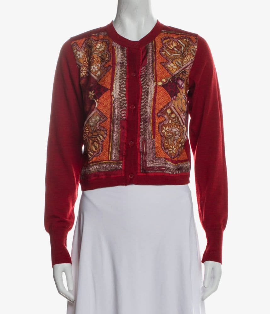 Etro  Silk Printed Cardigan Paisley Pattern Print Red Sweater - Image 2