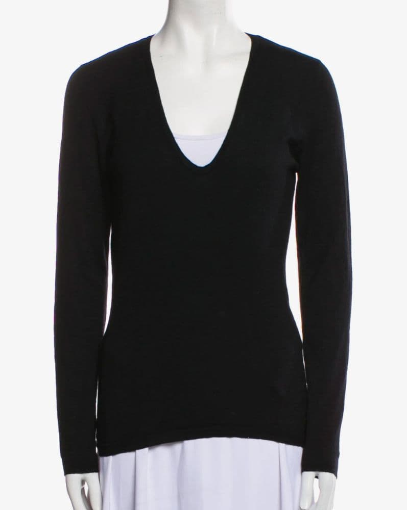 Brunello Cucinelli Cashmere V-Neck Black Sweater - Image 1