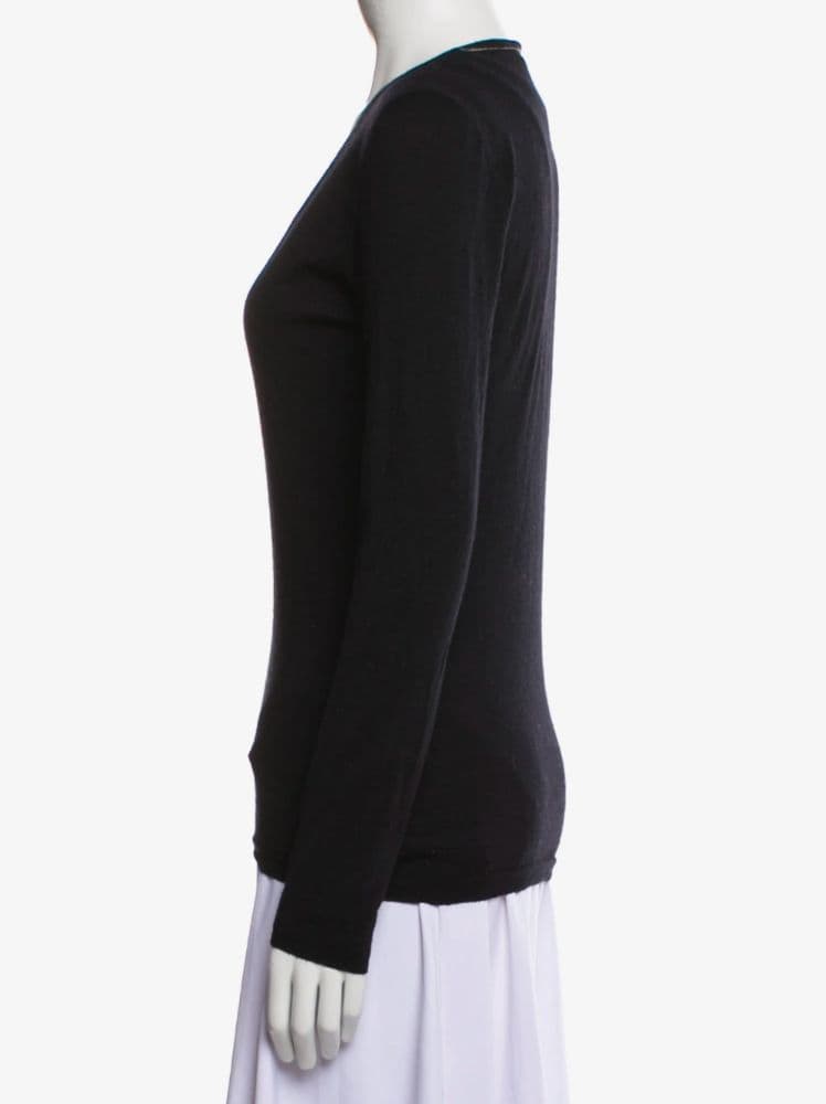 Brunello Cucinelli Cashmere V-Neck Black Sweater - Image 3