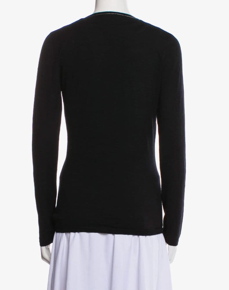 Brunello Cucinelli Cashmere V-Neck Black Sweater - Image 2