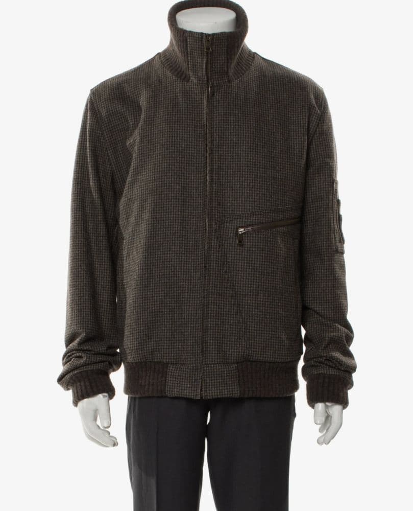 Dolce & Gabbana Wool Houndstooth Print Bomber Jacket - Image 1