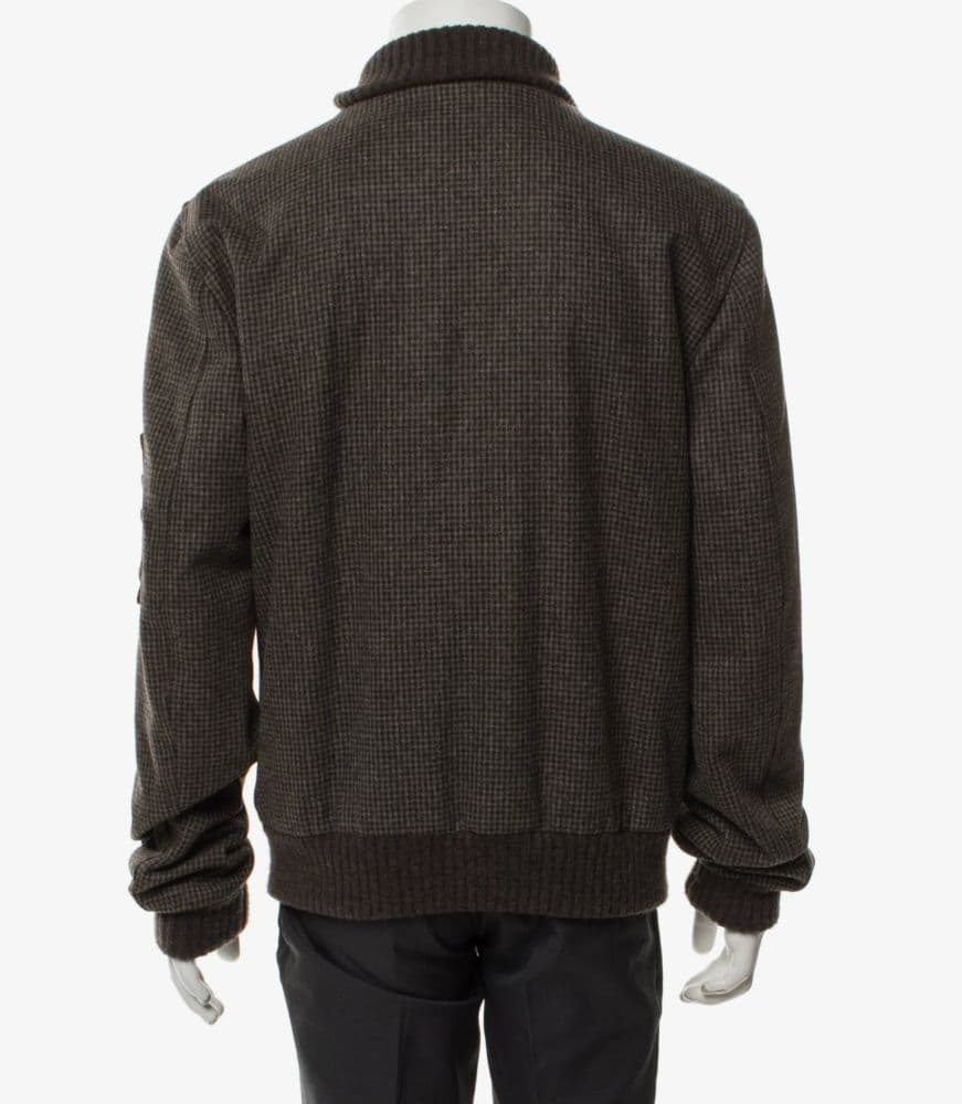 Dolce & Gabbana Wool Houndstooth Print Bomber Jacket - Image 3