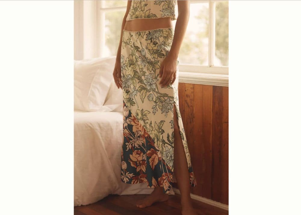 Anthropologie Silky Floral Print Slip Skirt and Tank Top Matching Set - Image 4