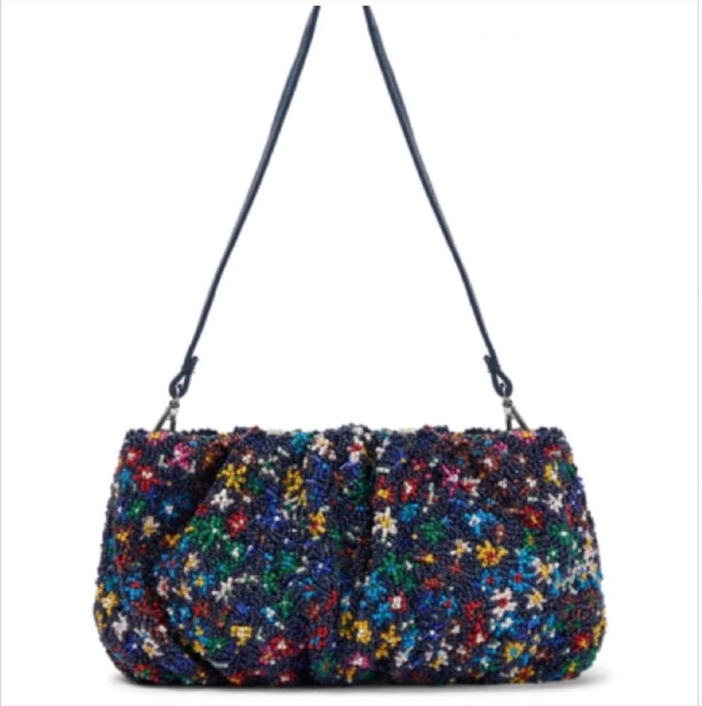 Staud Beaded Bean Bag - Multicolor Flower Market Convertible Clutch - Image 1