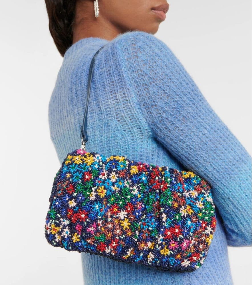 Staud Beaded Bean Bag - Multicolor Flower Market Convertible Clutch - Image 4