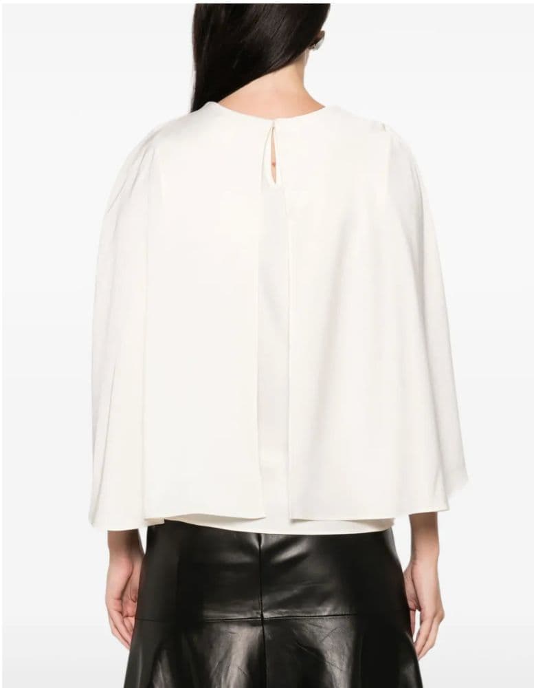 Simkhai Eliora Silk Cape Top Ivory/White - Image 5