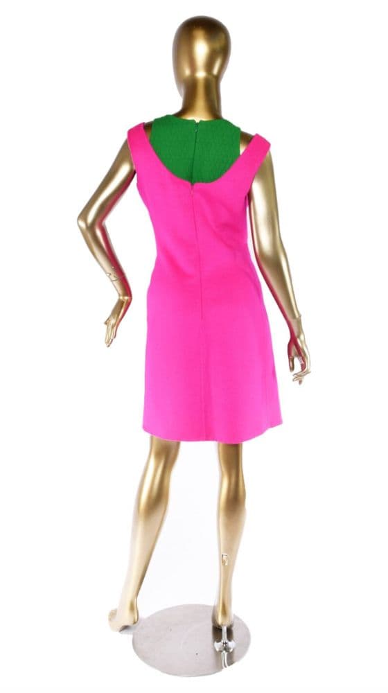 Christian Dior Fall 2014 Raf Simons Green Pink Wool Blend Cutout Embellished Dress - Image 4