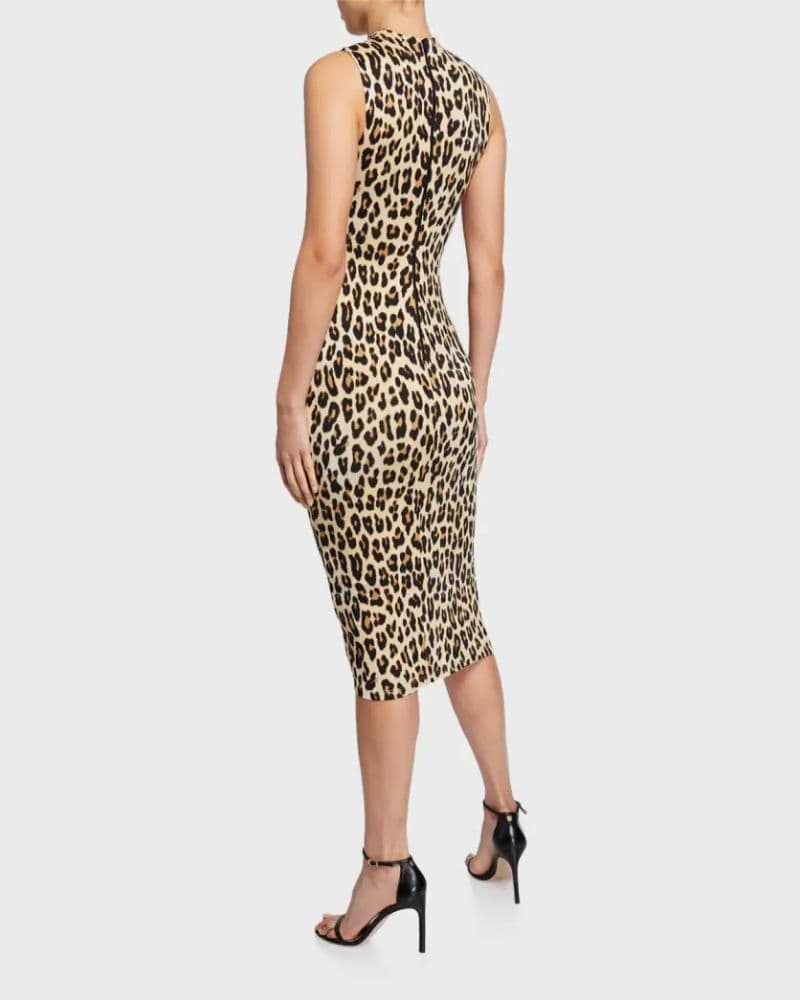 Leopard Print Sleeveless Midi Dress - Image 2