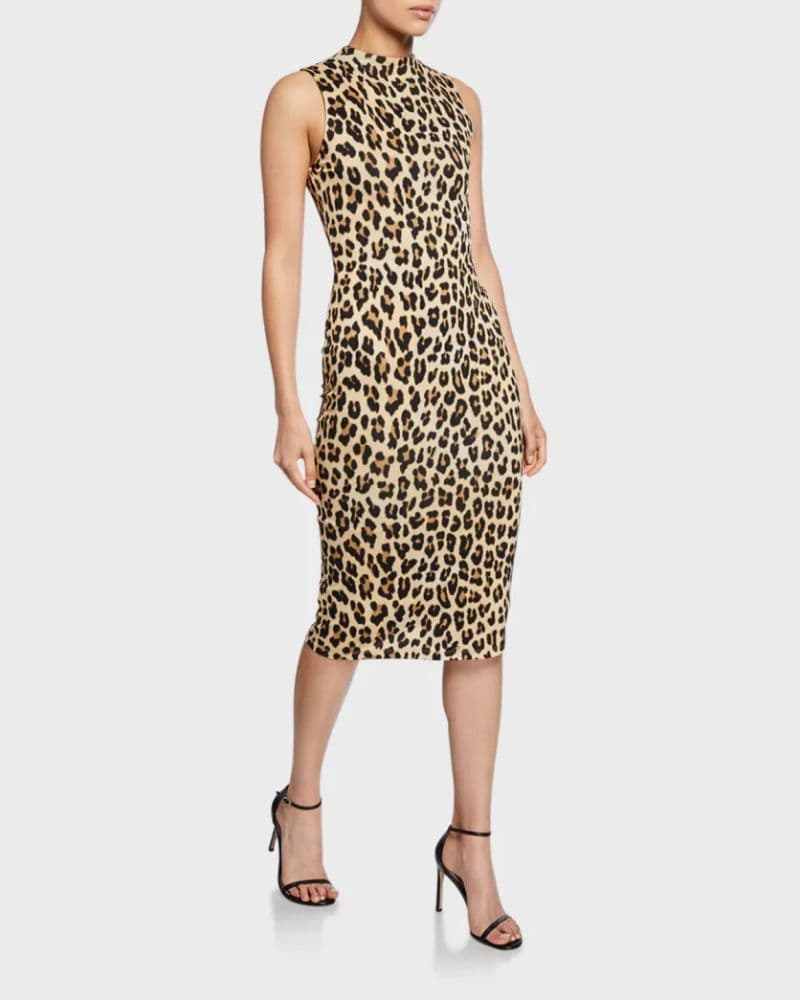 Leopard Print Sleeveless Midi Dress - Image 1