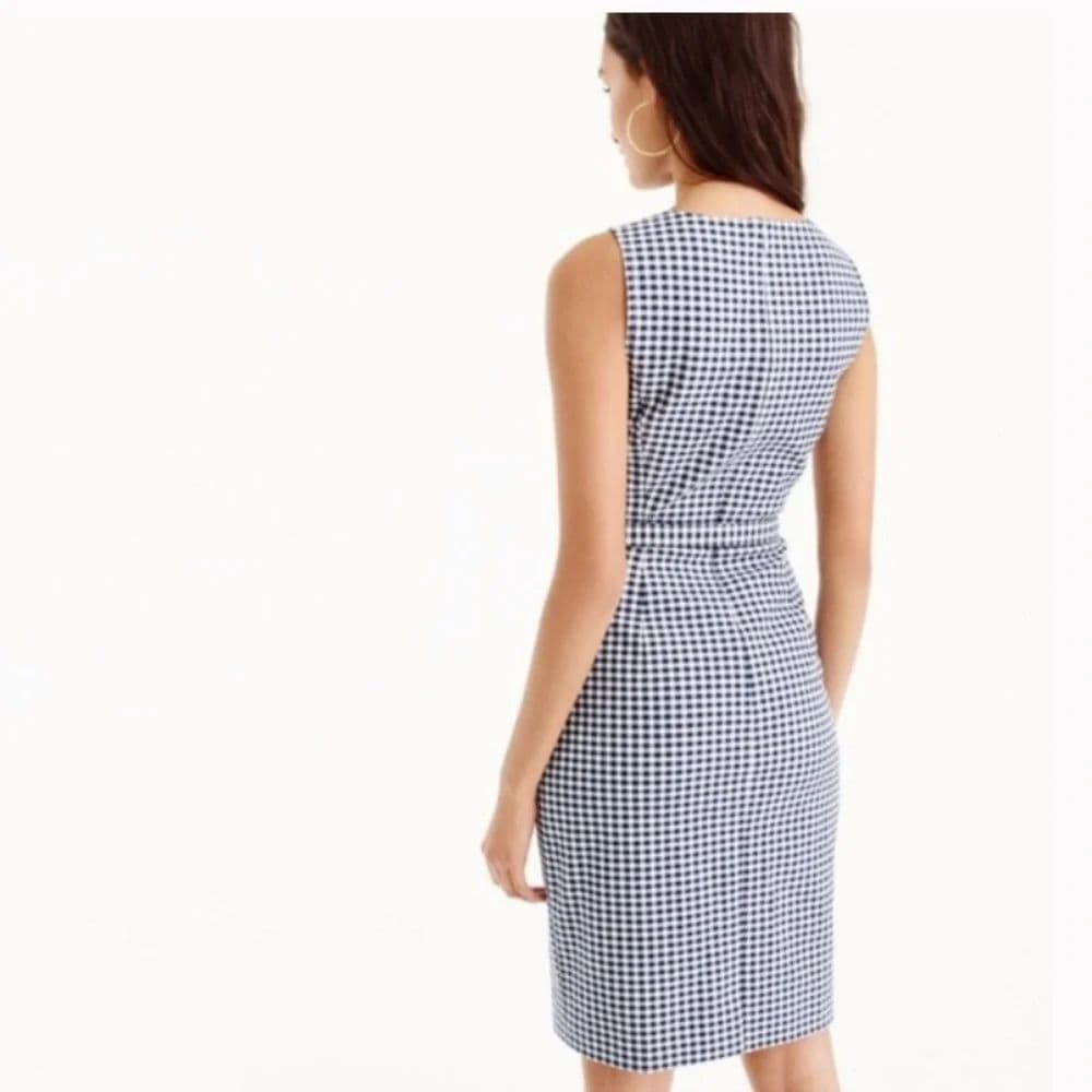 NEW - J CREW Navy Blue White Check Tweedy Sheath Dress - Image 2