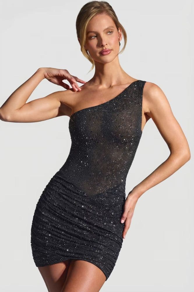 Oh Polly Embellished One-Shoulder Mini Dress - Image 1