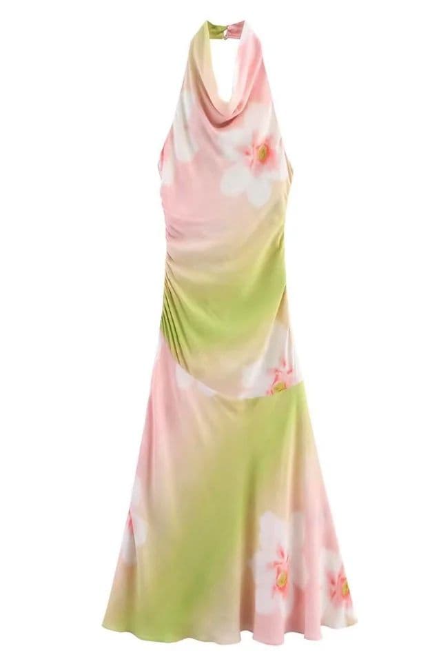 Zara Floral Print Halter Maxi - Image 1
