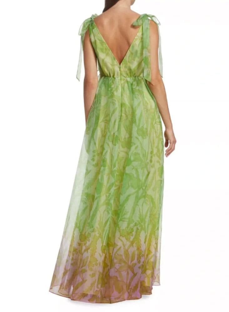 STAUD Dandelion Ombré Green Floral Tie Strap Maxi Gown - Image 2
