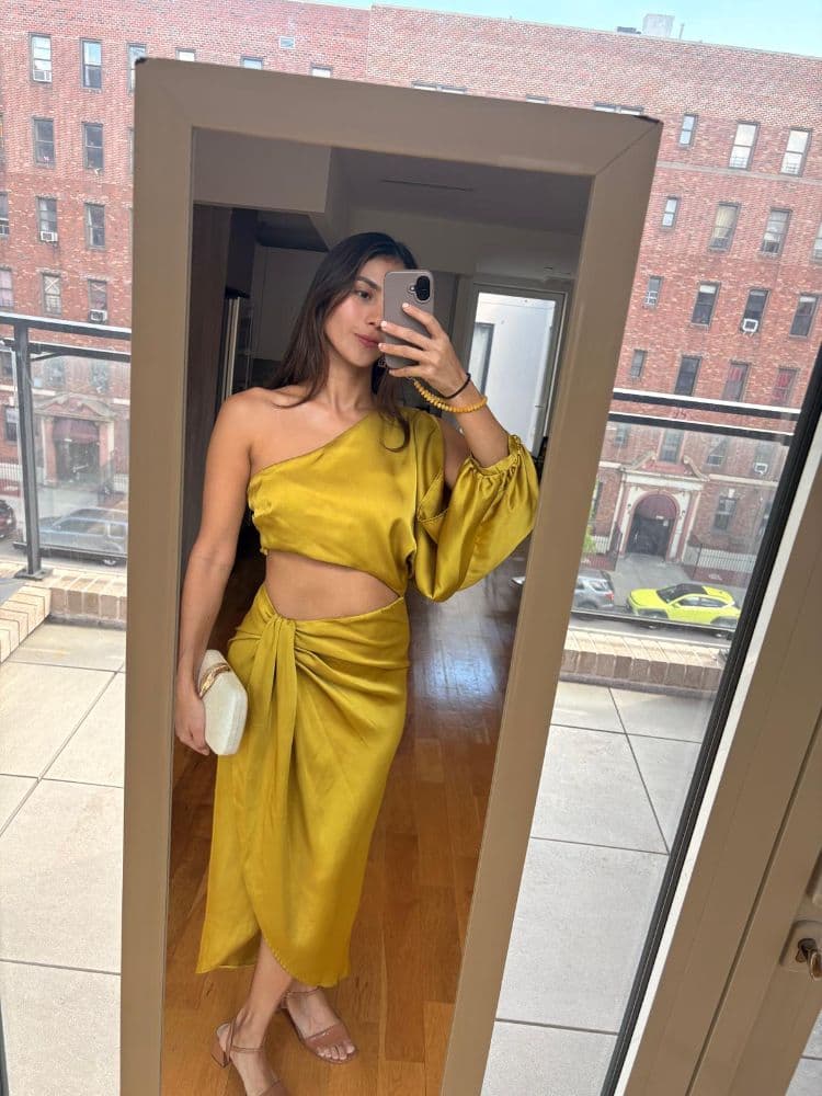 Zara Satin Dress - Lemon - Image 2