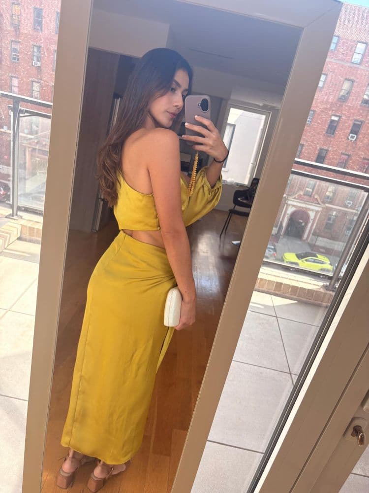 Zara Satin Dress - Lemon - Image 3