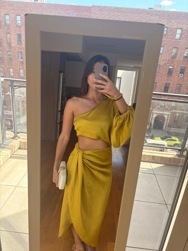 Zara Satin Dress - Lemon - Image 4