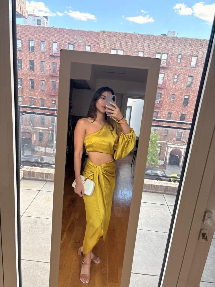 Zara Satin Dress - Lemon - Image 1