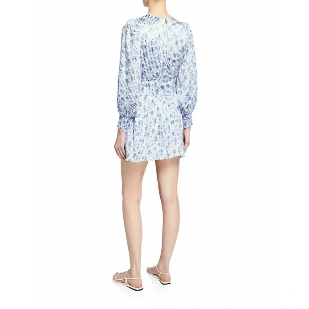 Alice + Olivia Blue & White Floral Tie-Waist Mini Dress - Image 2