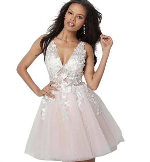 Jovani Floral Lace Mini Dress 63987 - Image 1