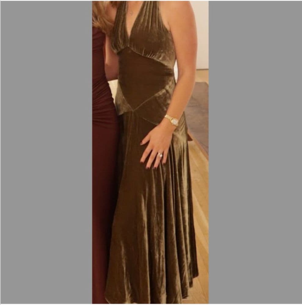 Reformation Briony Velvet Dress Moss - Image 4