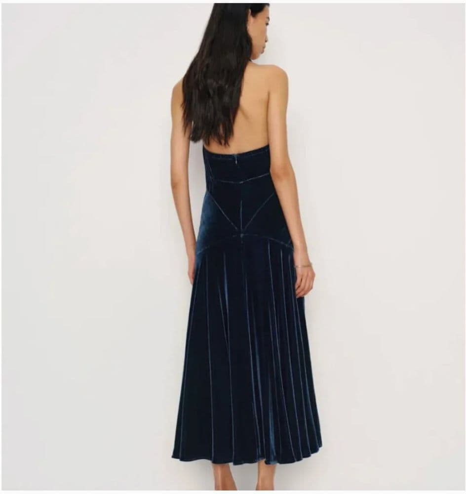 Reformation Briony Velvet Dress Moss - Image 3