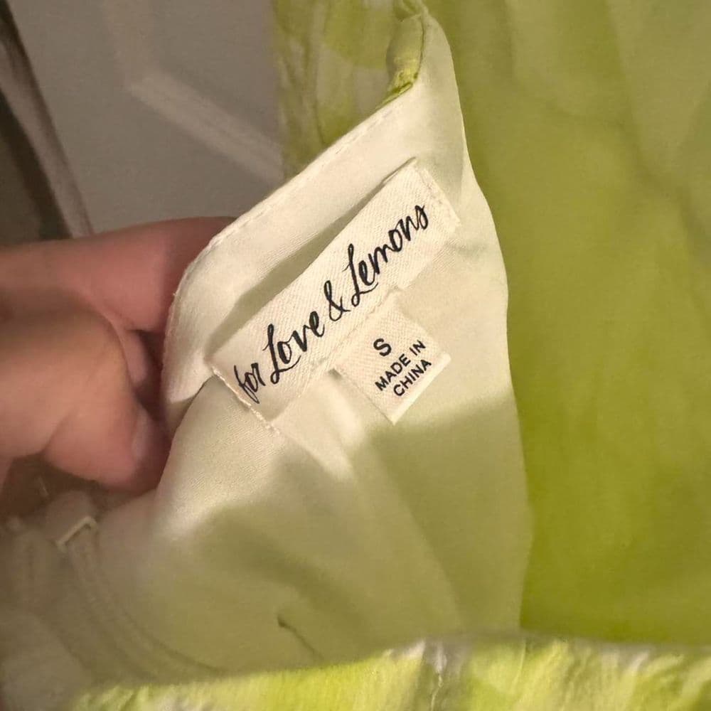 For Love & Lemons Women's Green and Yellow Dress - Image 3