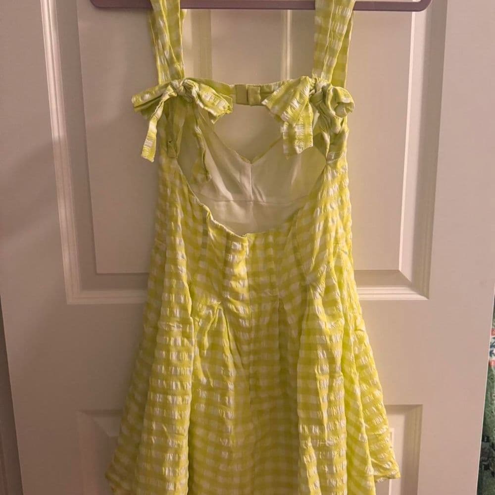 For Love & Lemons Women's Green and Yellow Dress - Image 4